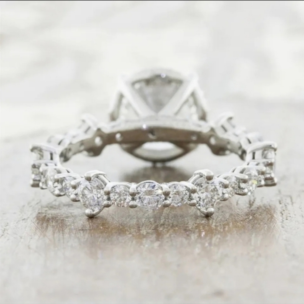 Silver 2PC Stackable Round Cut Multi Stone Statement Ring - Picture 3 of 4